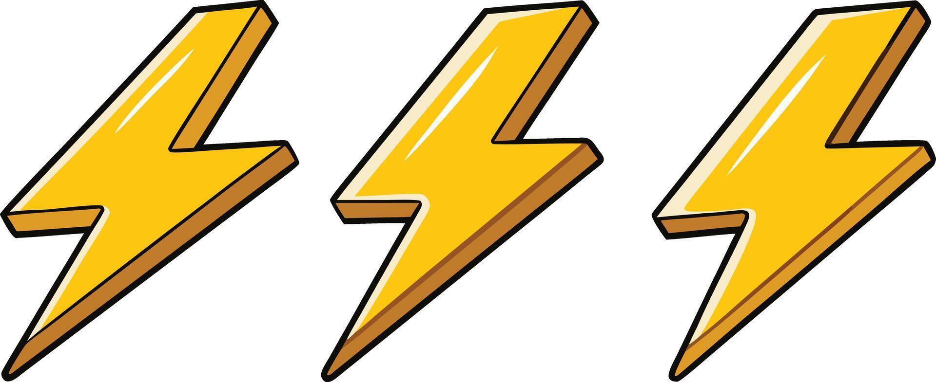 Cartoon Yellow Lightning Bolts Pattern on Transparent Background vector