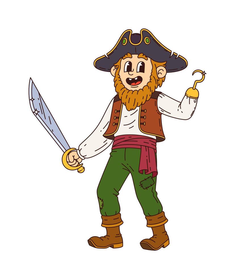 Cartoon pirate with sword vector