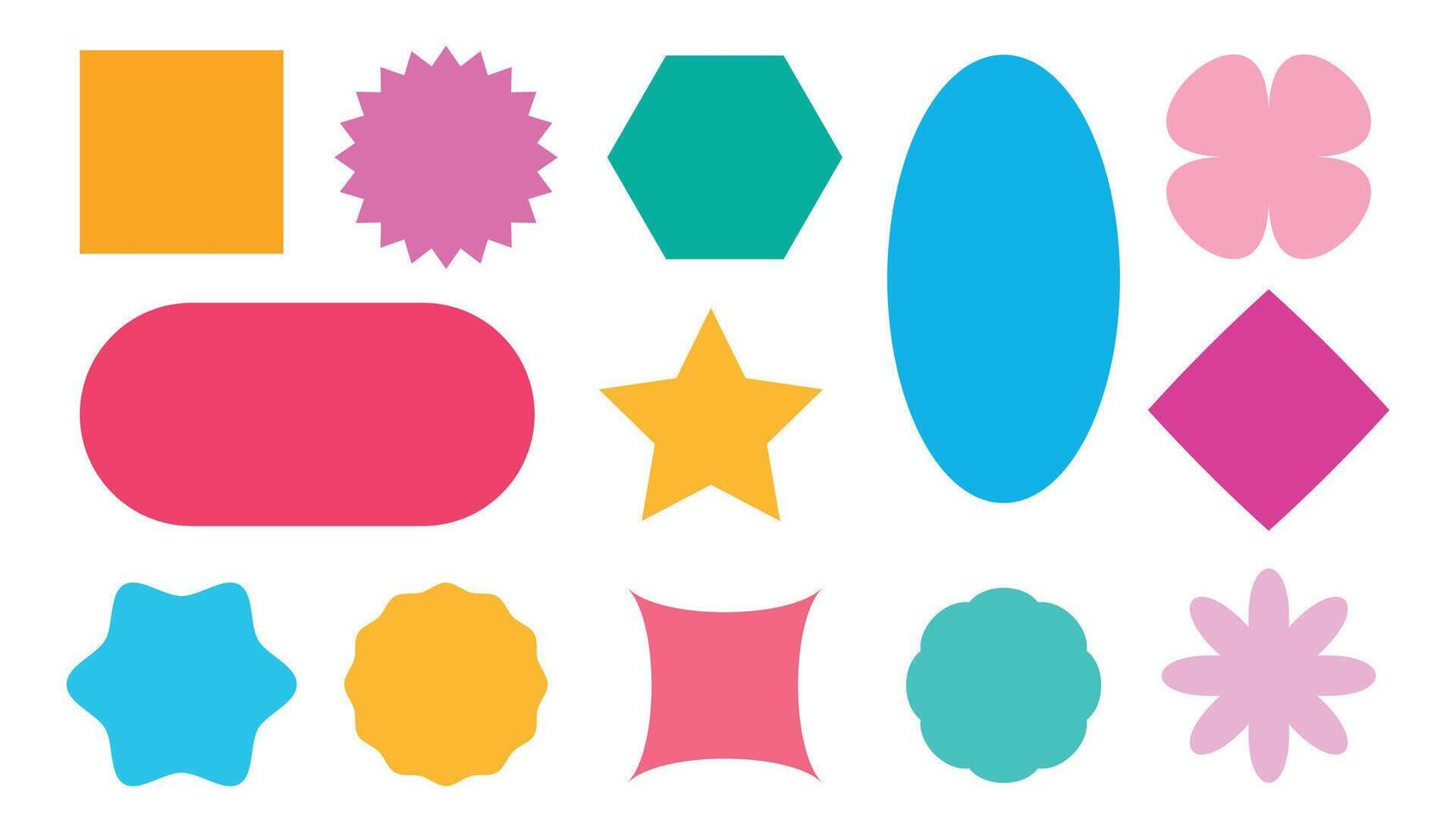 Rectangle, circle, star, square sticker shapes for label, price tag, and frame vector