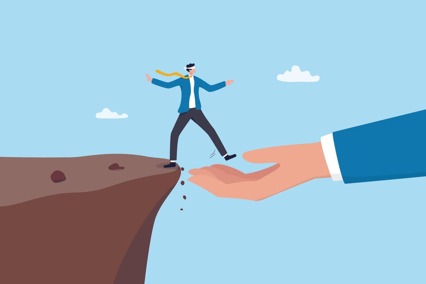 Businessman walking on cliff ledge vector