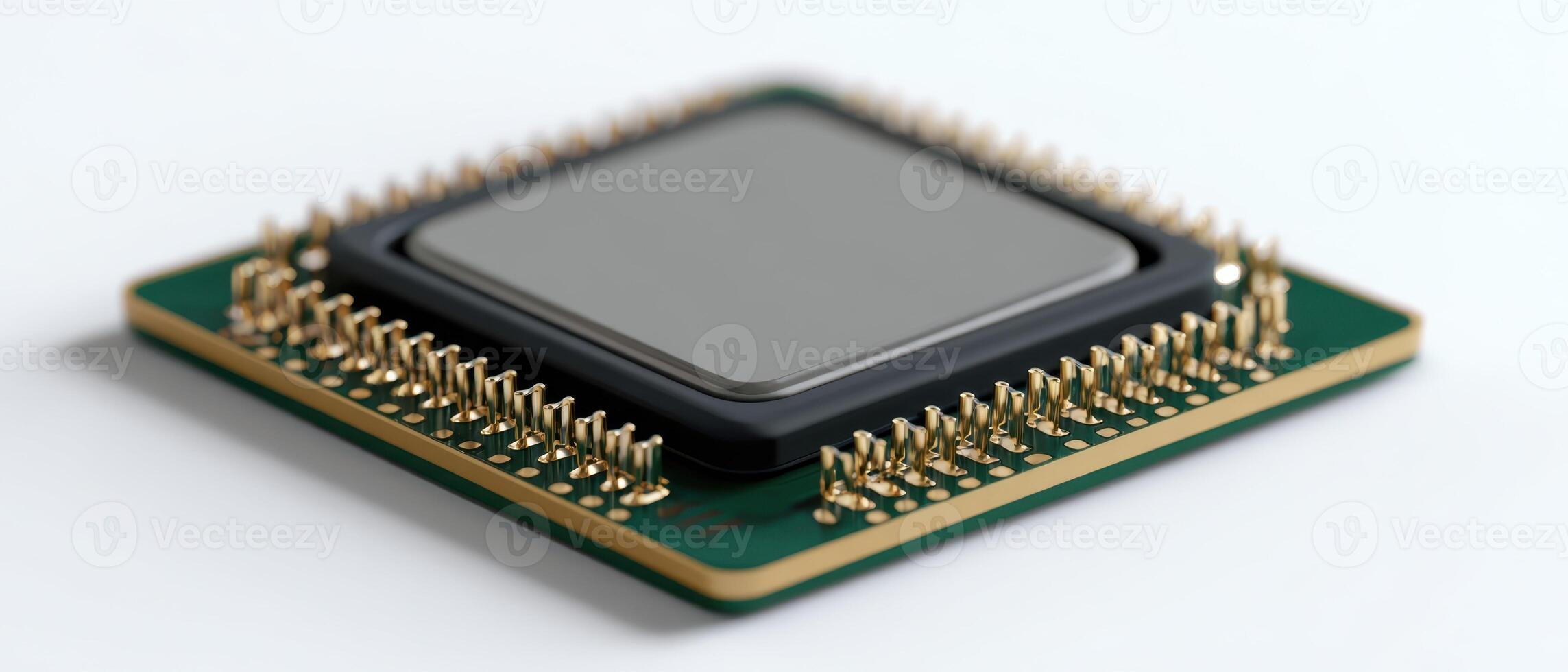 The intricate design of a modern microprocessor on a circuit board. photo