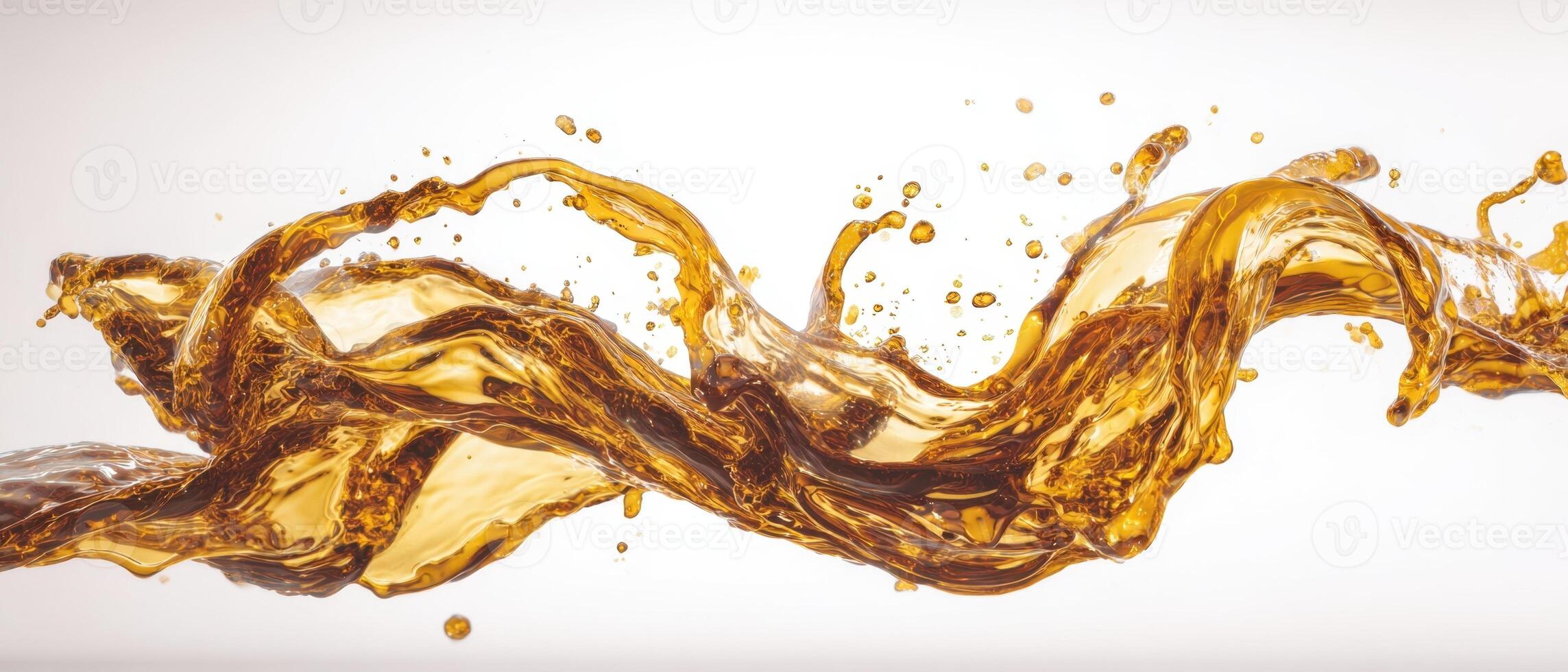 The mesmerizing flow of amber liquid creating dynamic splashes and waves. photo