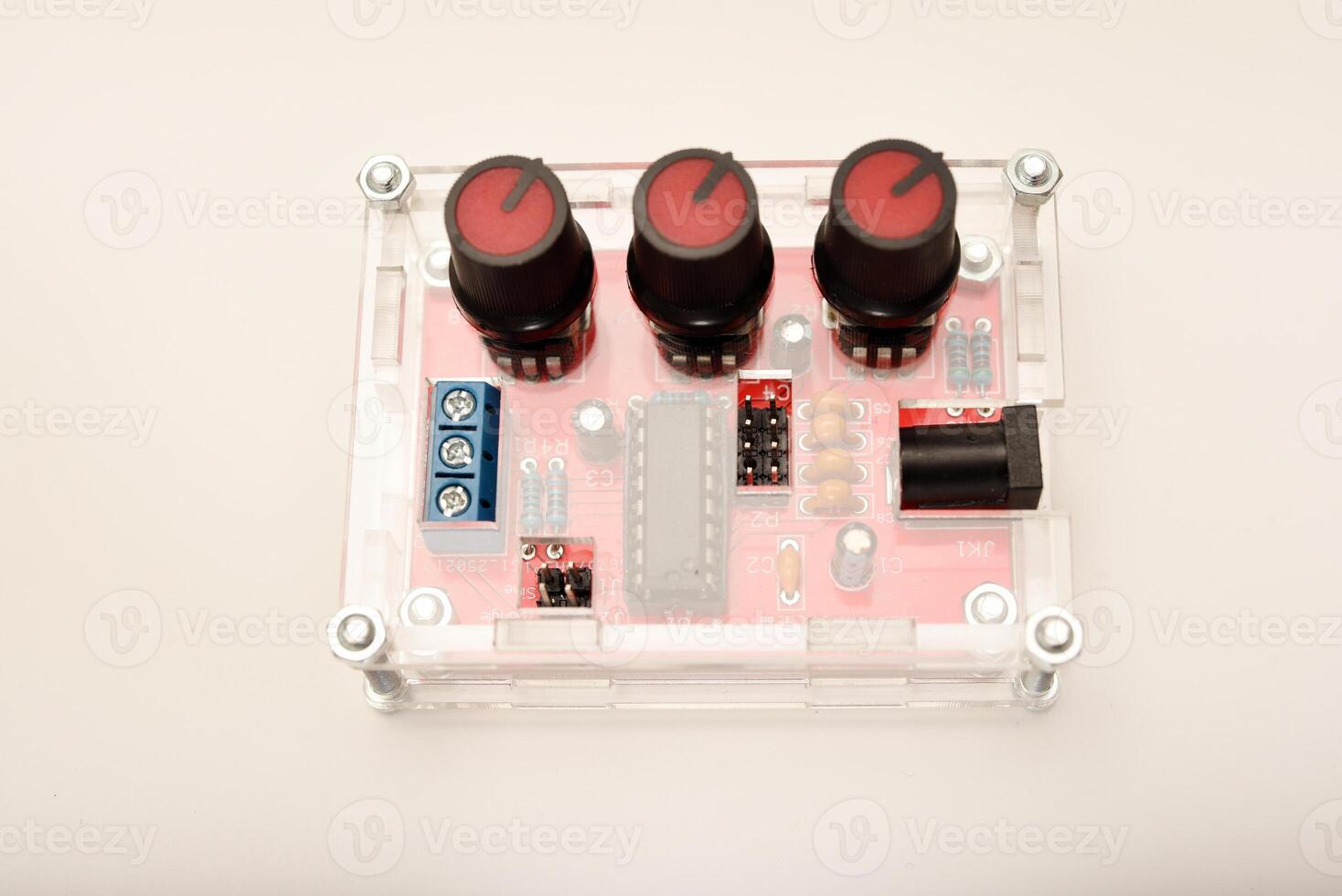 Homemade wireless device. An assembled radio-electronic device. The signal generator. DIY kit for assembling an electronics enthusiast. photo