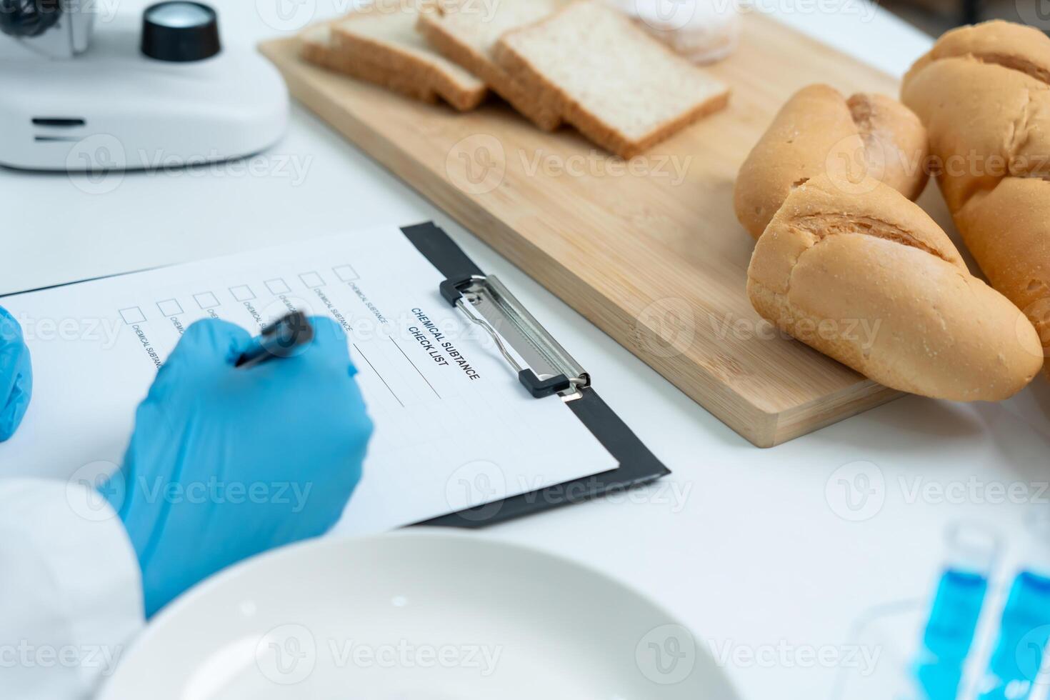 Scientist check chemical and fungus in laboratory. Control experts inspect the concentration of chemical residues. hazards, standard, prohibited substances. contaminate,. photo