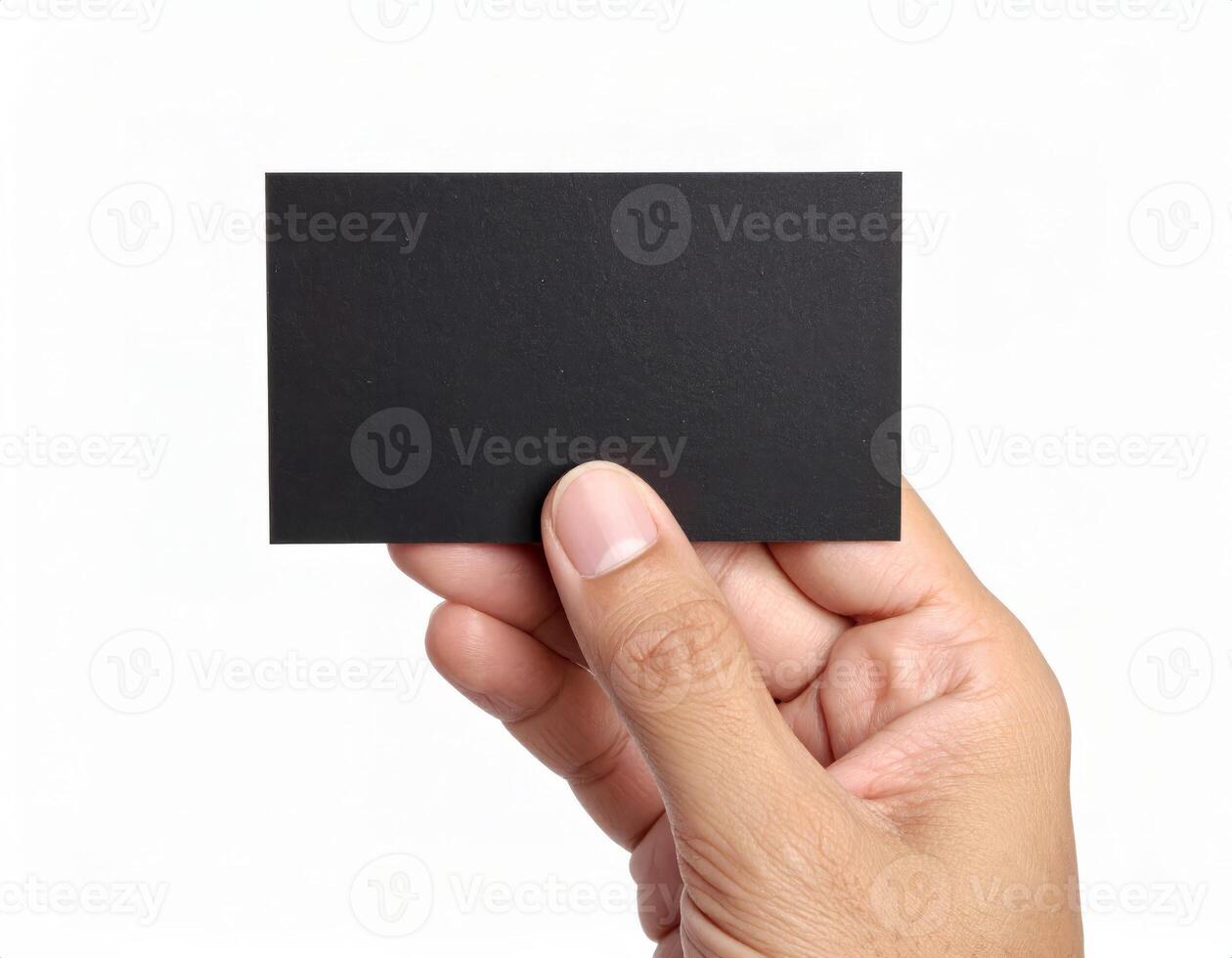 Mock-up template of a hand holding an empty business card photo