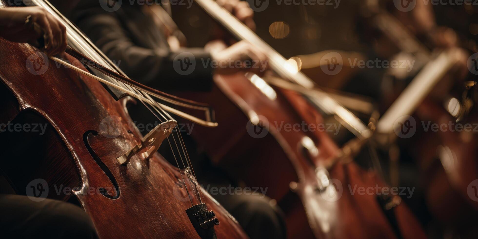 The elegance of cellos in a mesmerizing orchestral performance. photo