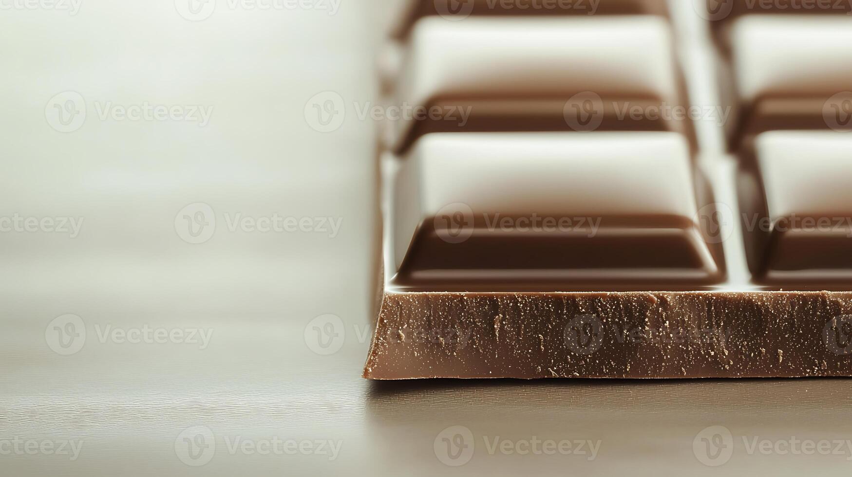 Close-up of a rich, dark chocolate bar resting on a smooth surface with soft lighting photo