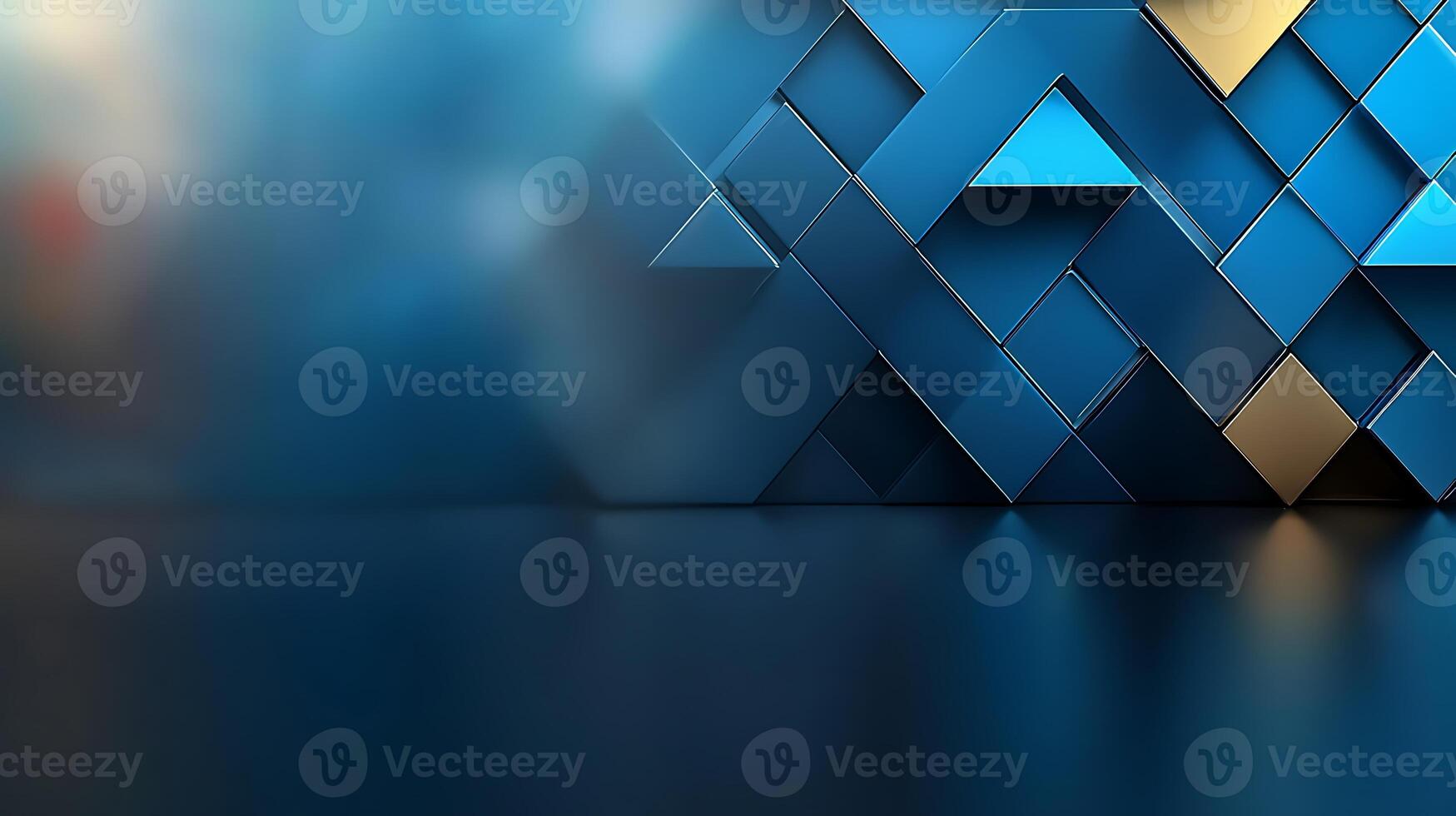 Abstract blue geometric background with triangular patterns and soft gradient lighting effects photo
