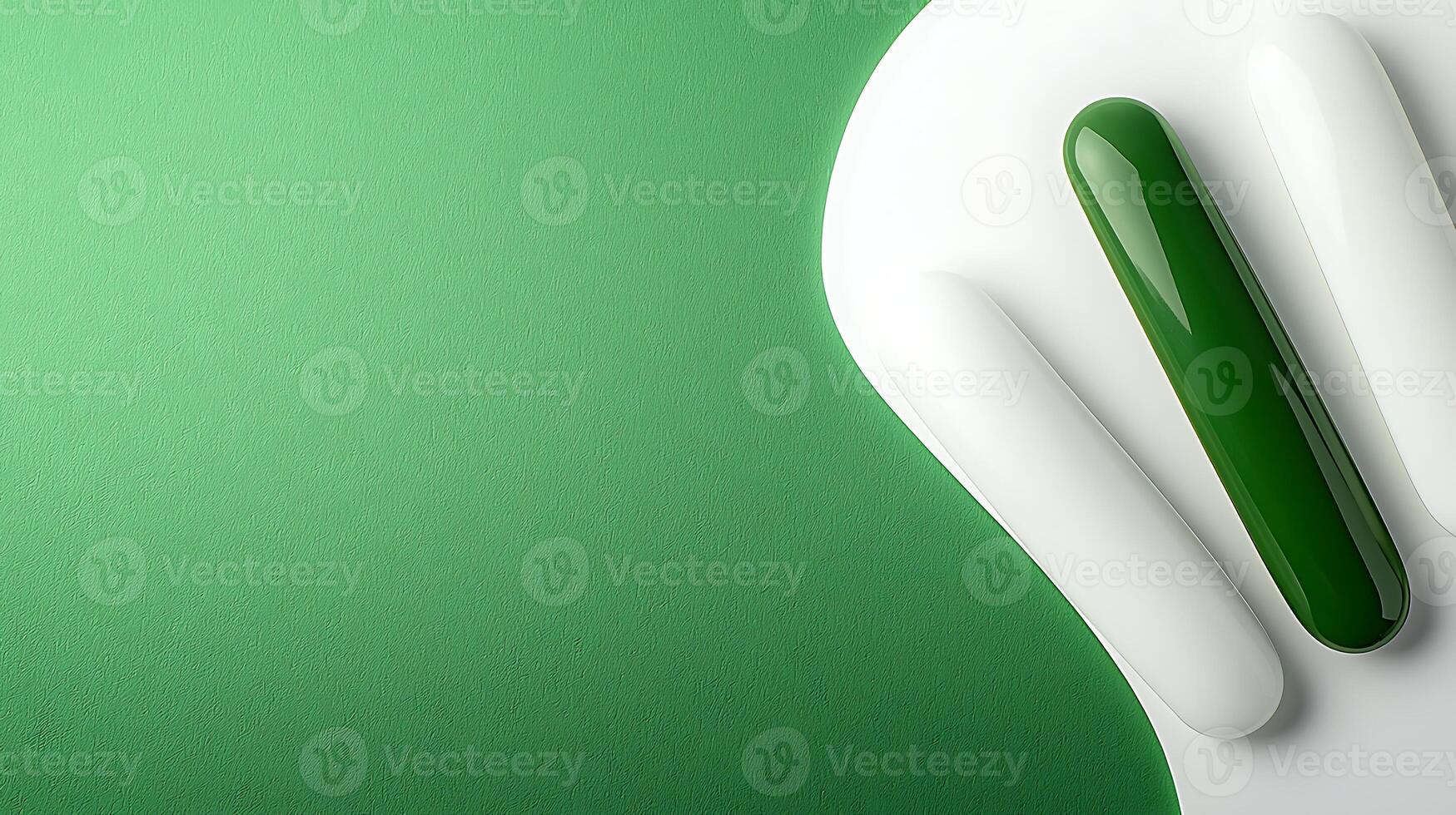 Abstract composition featuring smooth green and white shapes on a minimalistic background photo