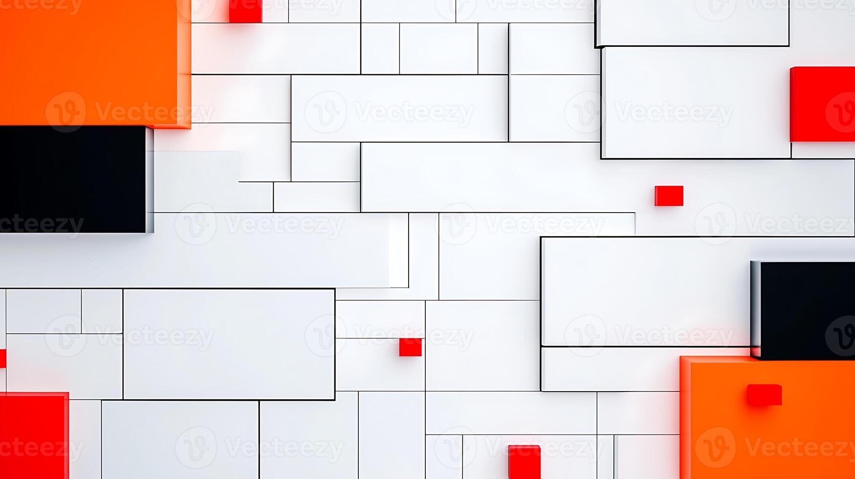 Abstract geometric composition with colorful blocks on a textured white background photo