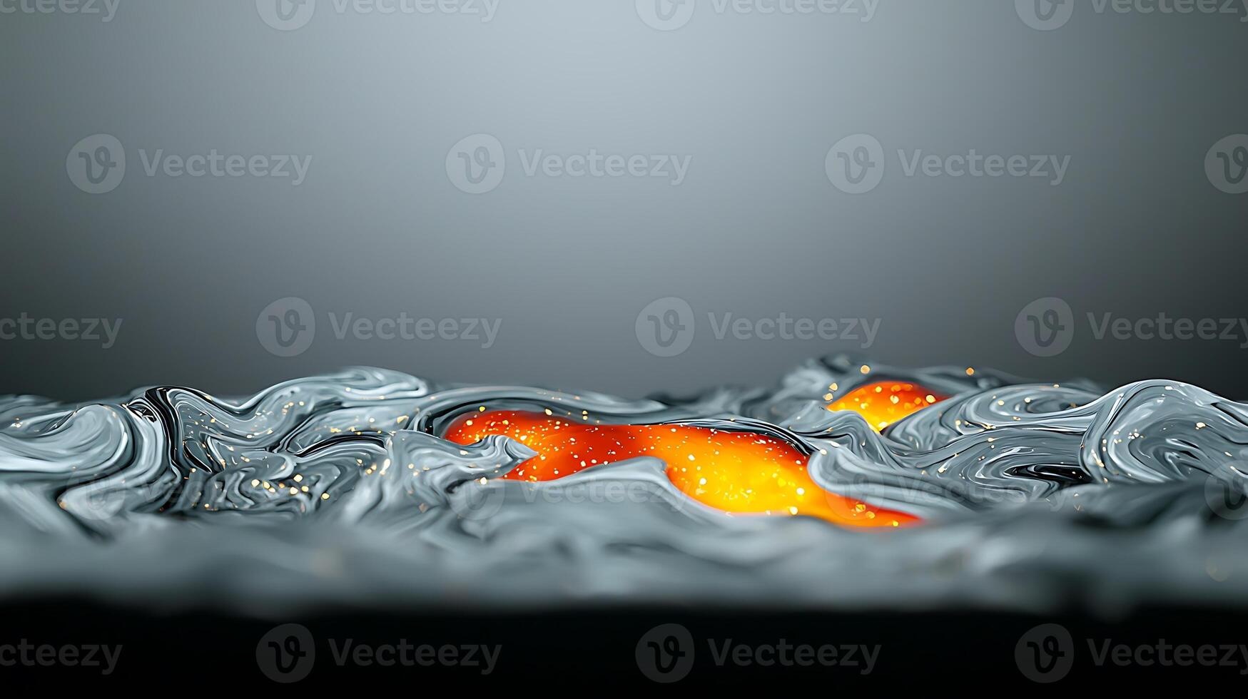 Abstract representation of molten lava flowing through dark textured surface, creating dynamic patterns photo