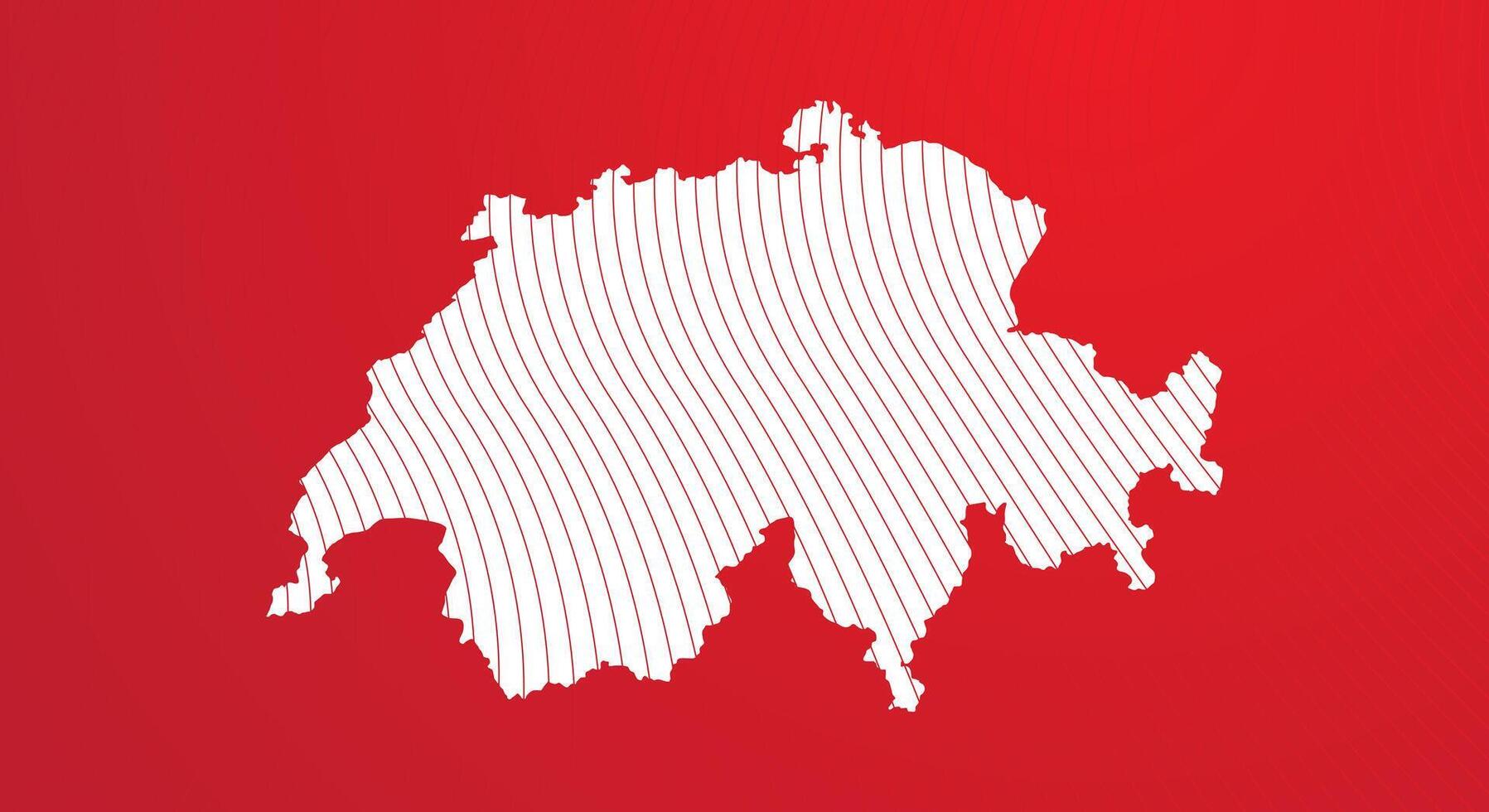 Red and white background of the map of Switzerland with lines vector