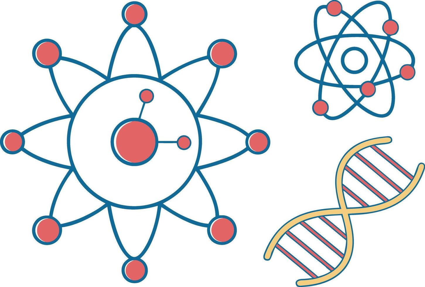 Atomic structure D N A molecule and molecular diagram vector