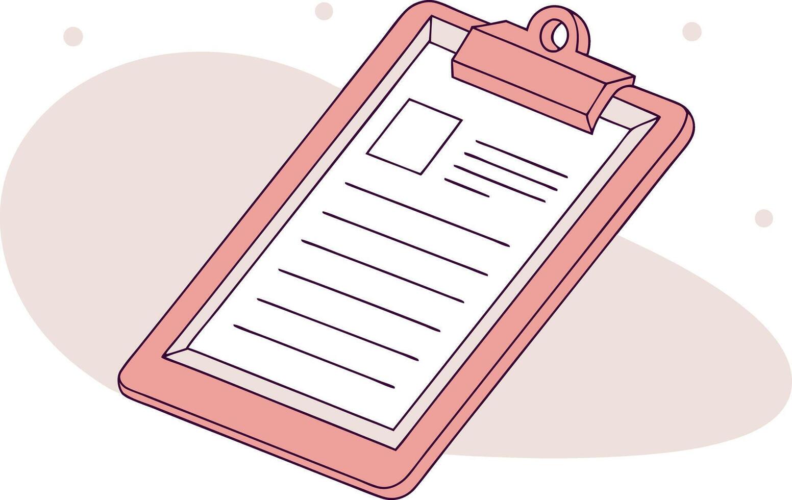 Pink clipboard with document and abstract shapes paper vector