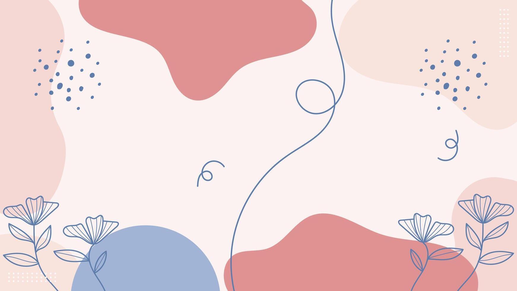 Abstract pastel hand drawn shapes flowers dots lines background. illustration. vector