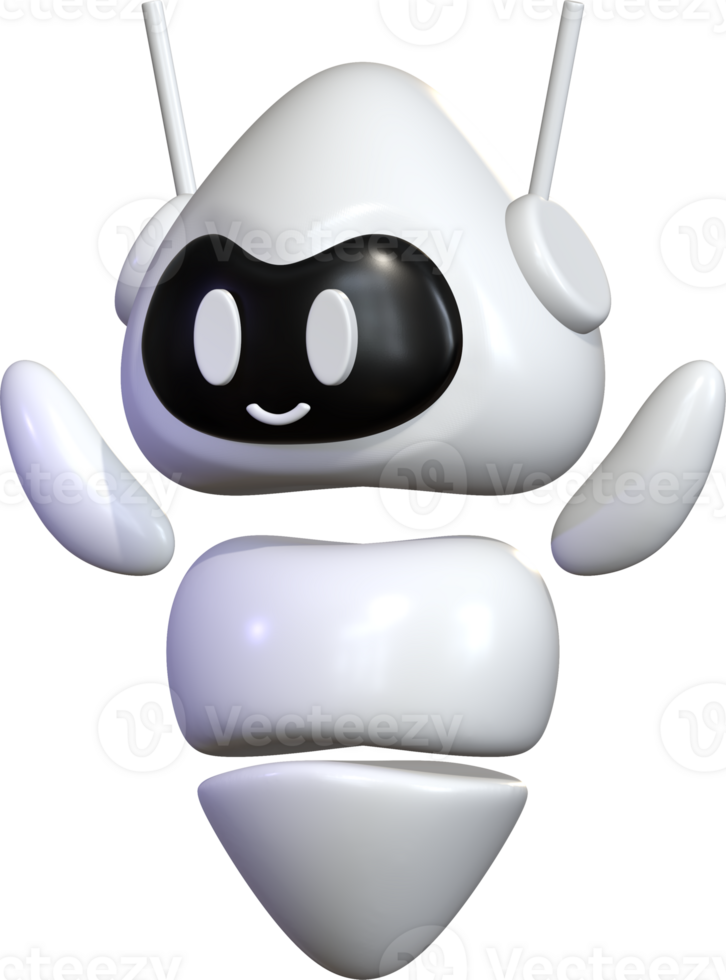 3D Robot White Cute Floating Avatar png