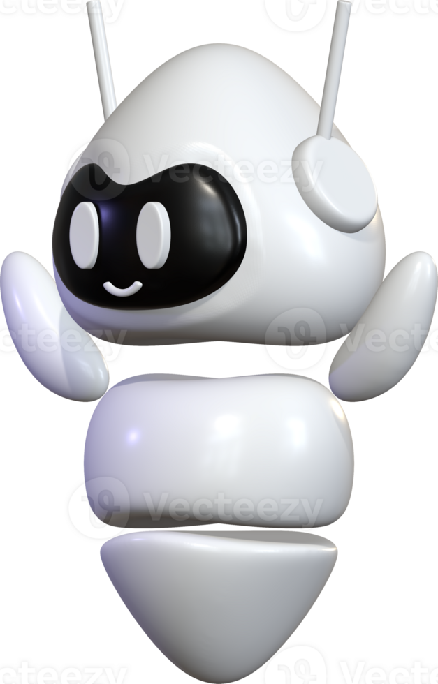 White 3D Robot Floating Animation png