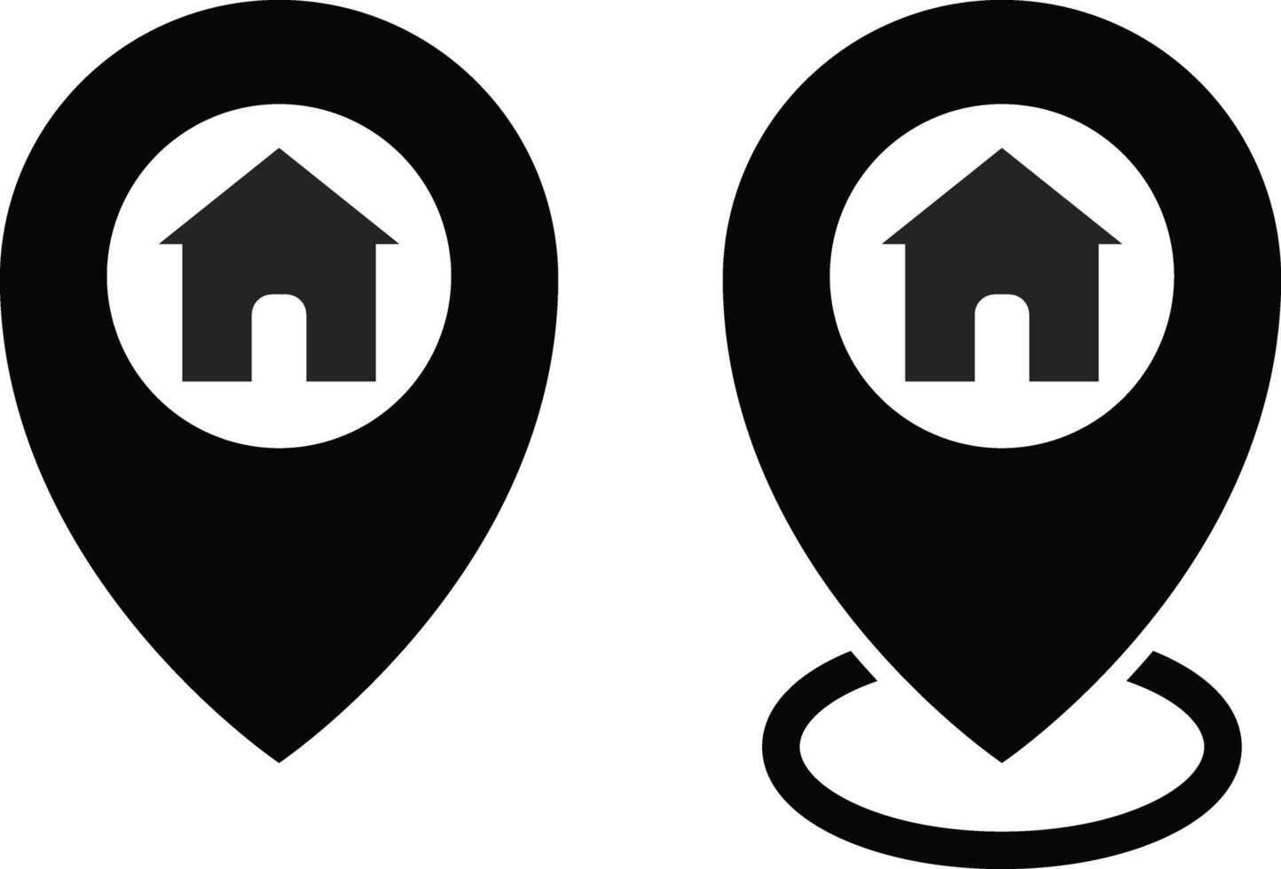 Home location icon set. Geolocation mark on the map. house icon with location symbol. global positioning system. Map pointer symbols vector
