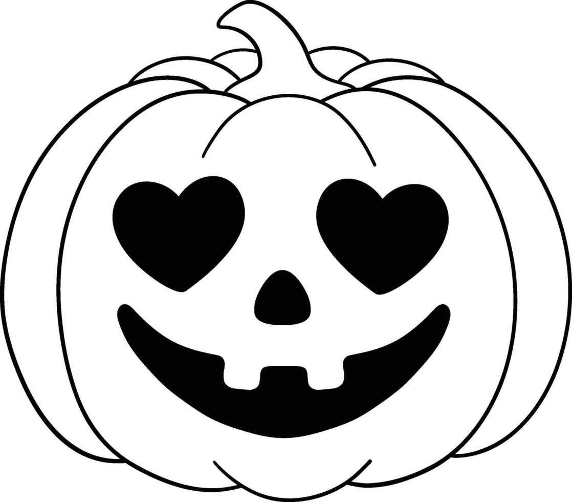 halloween pumpkin with smiling face in black and white kid coloring page vector