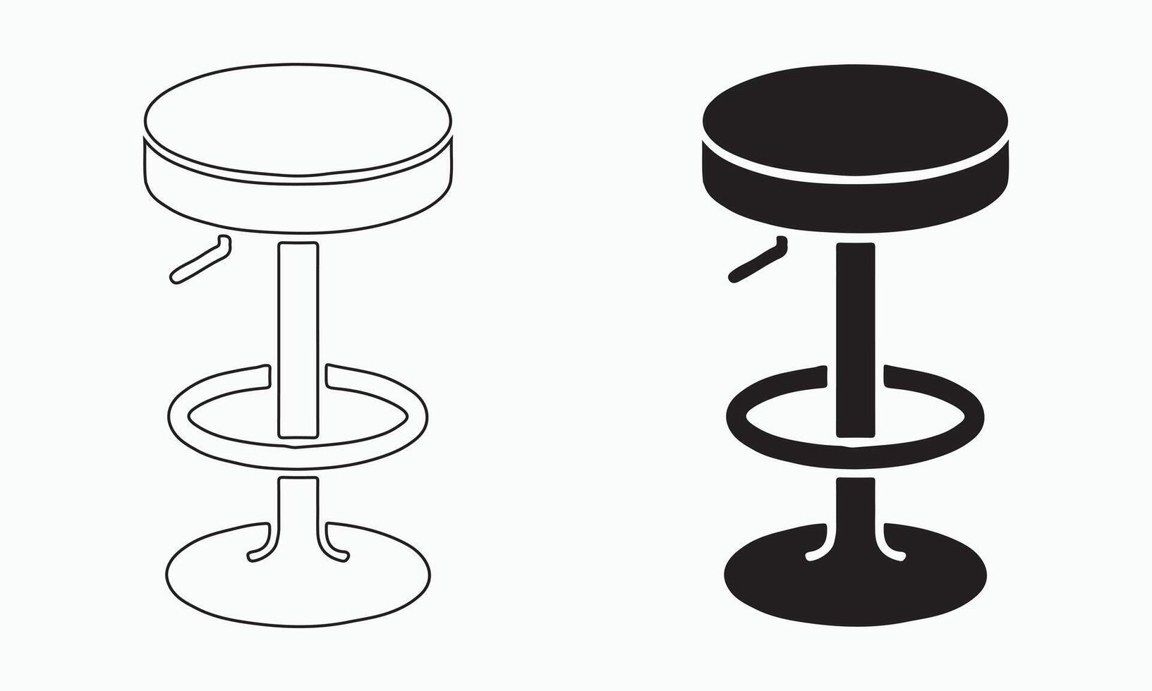 bar stools Icon Set in solid and outline Style vector