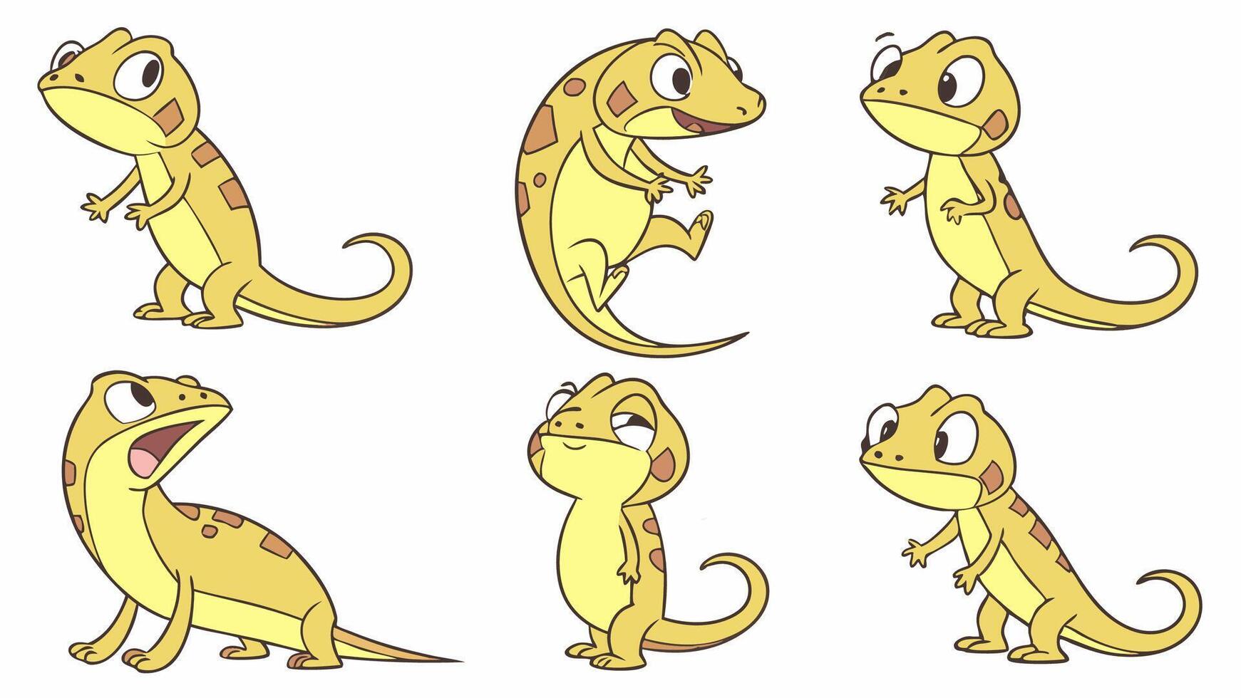 Charming Collection of Animated Lizard Characters Displayed Together vector