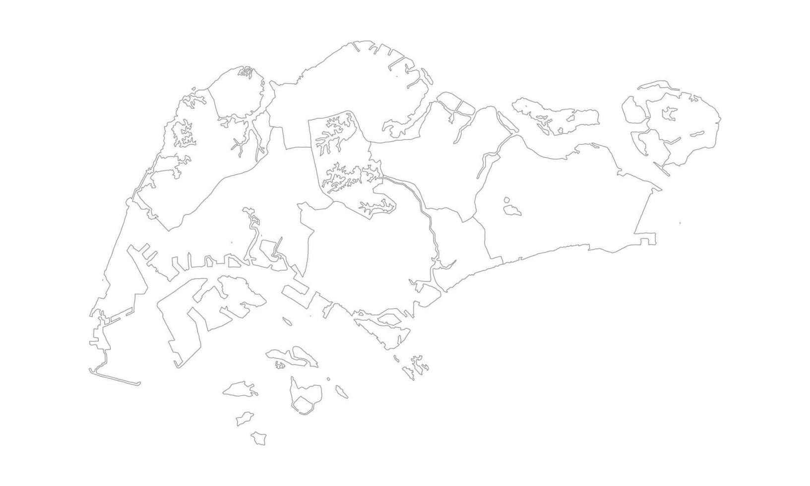 Singapore Outline Map, High Resolution Template. vector