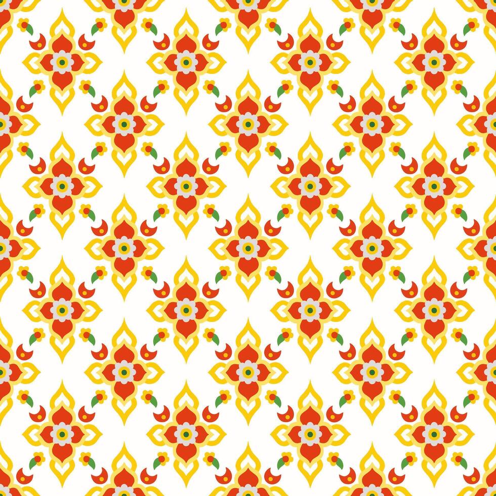a pattern with red and yellow flowers on a white background vector