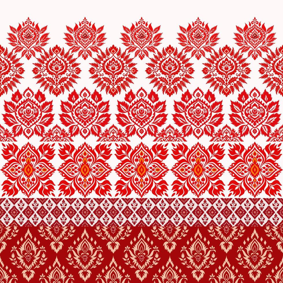 ethnic pattern with red and white flowers vector