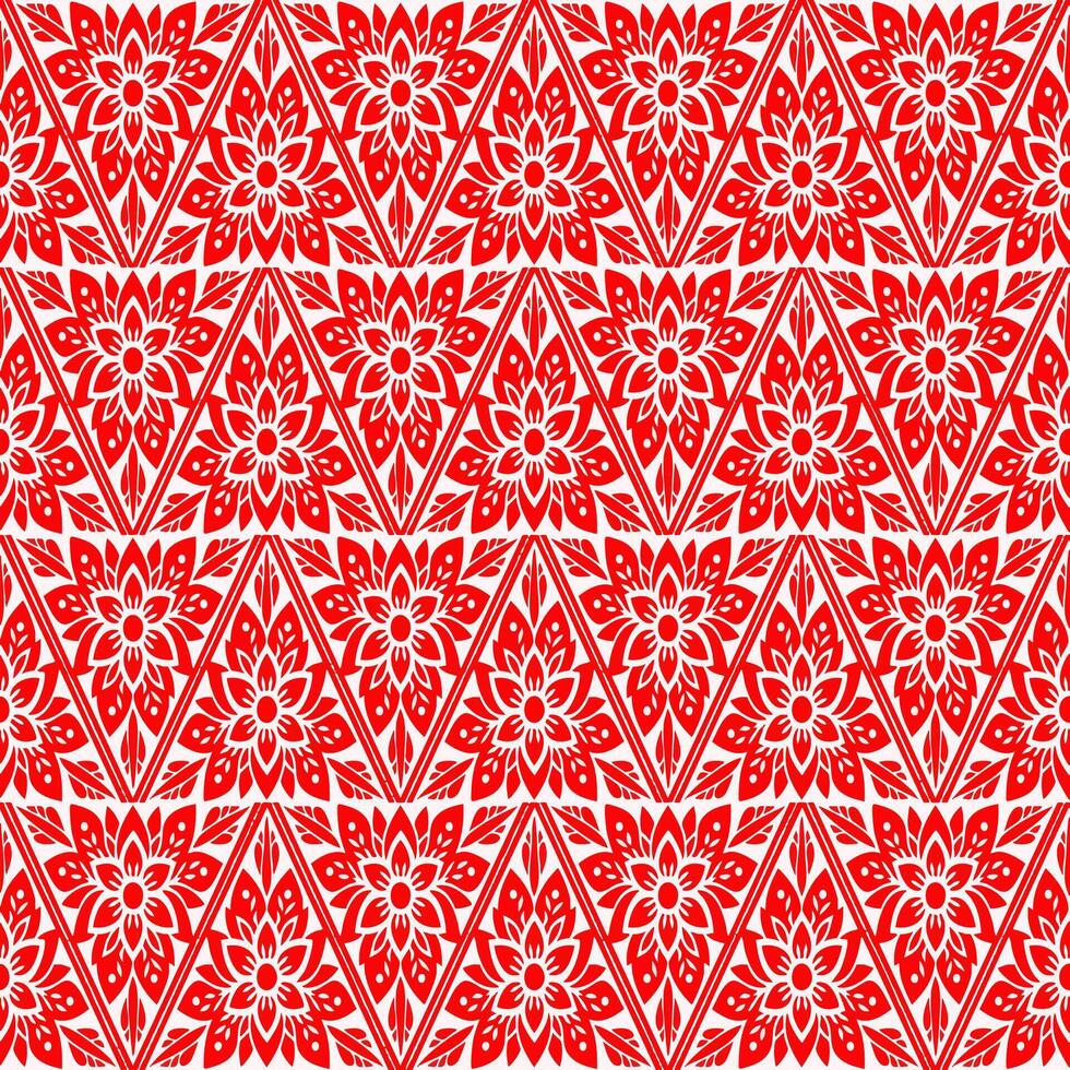 a red and white pattern with a geometric design vector
