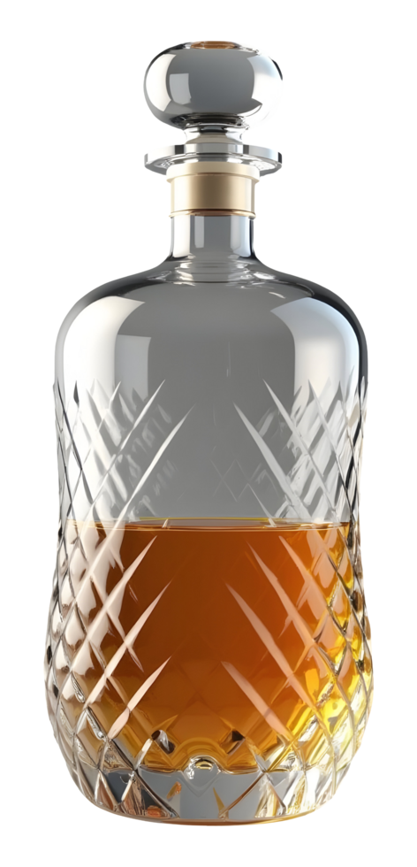 Crystal decanter filled with whiskey looks inviting and sophisticated png