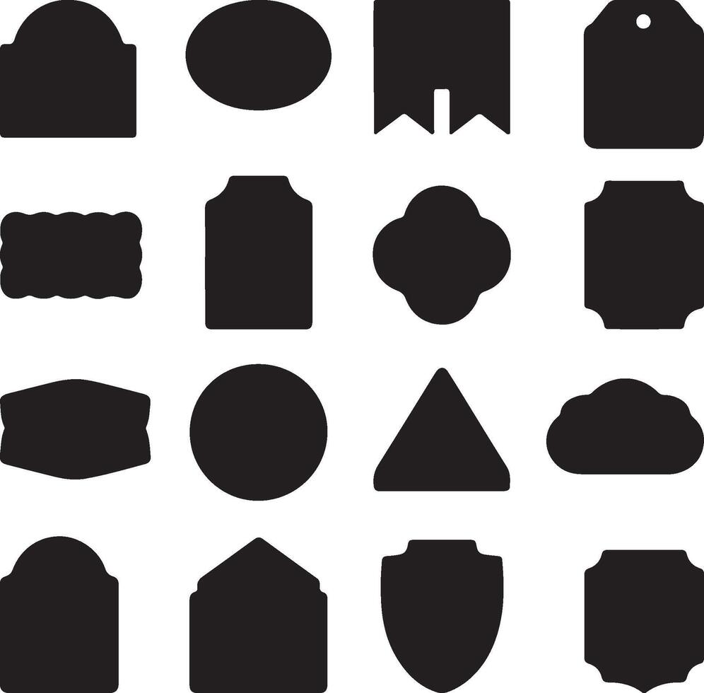 Collection of Black Silhouette Shapes for Emblems and Labels vector