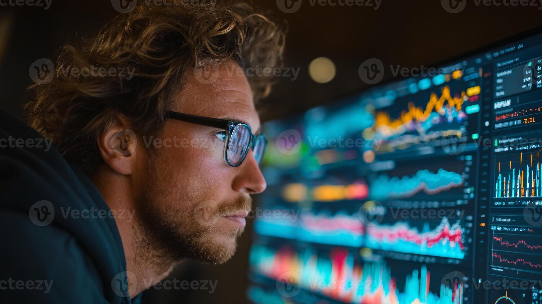 Office Setting with Blurred Background Showcasing Data Analysis Process photo