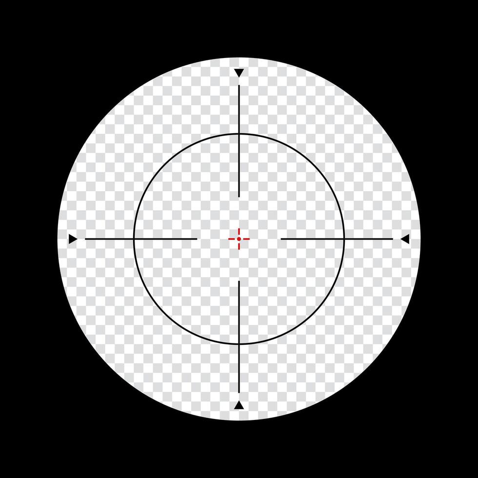 Sniper scope crosshairs view. sniper sight with measurement marks. sniper scope template isolated on background. realistic rifle optical sight. vector