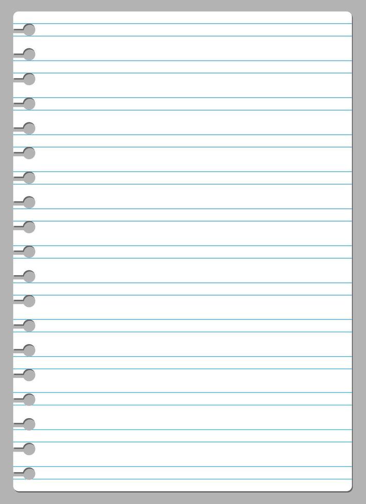 Torn Page of double lined white paper from a spiral notebook vector