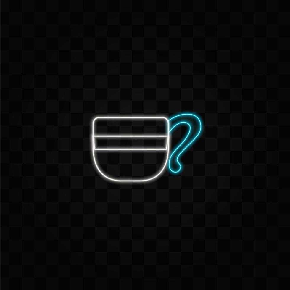 Tea and coffee. Berry, green and black tea. .coffee with solid line. neon style. Black coffee, cappuccino, espresso, latte, macchiatto, mocha, cocoa top view. neon style. vector