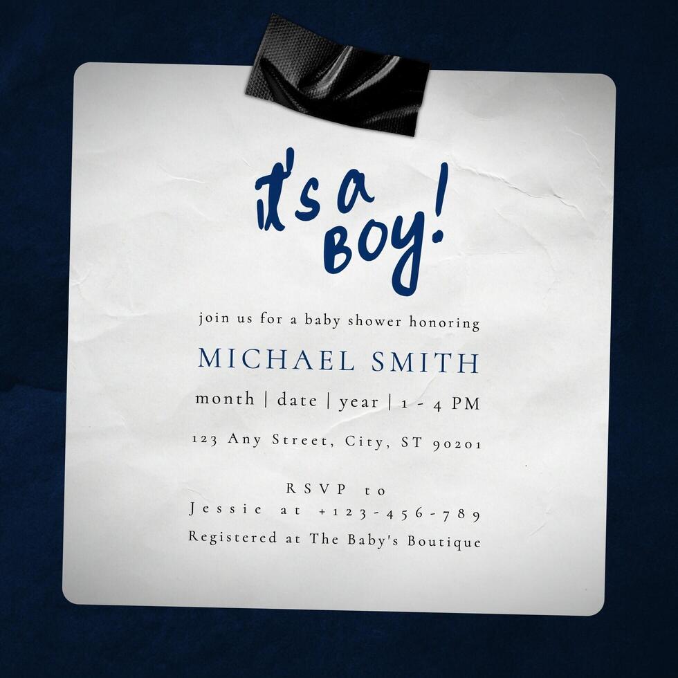Minimalist It #39 s a Boy Baby Shower Invitation Card 68589394 Template Minimalist It #39 s a Boy Baby Shower Invitation Card 68589394 Template