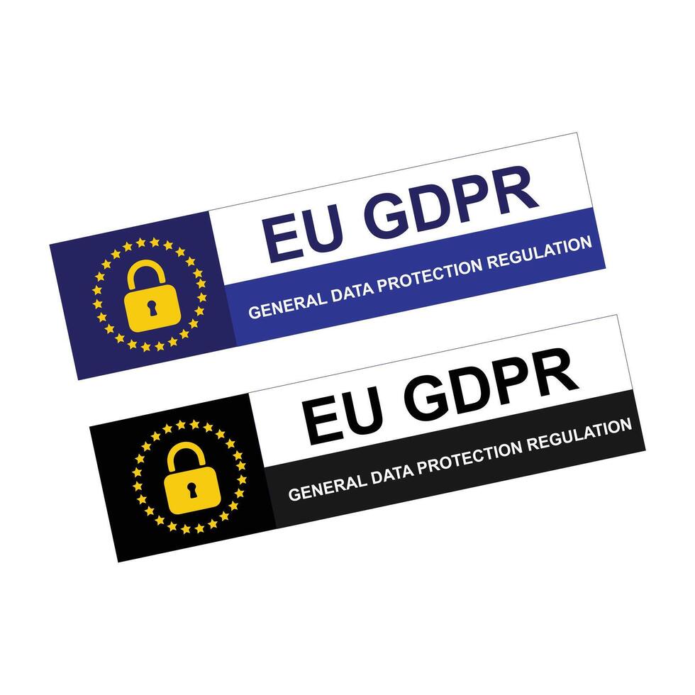 EU GDPR Compliance Labels for Privacy Policy and Data Security vector