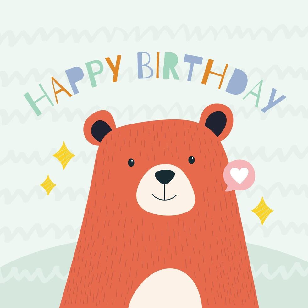 Cute Happy Birthday Greeting Card Template Square Version