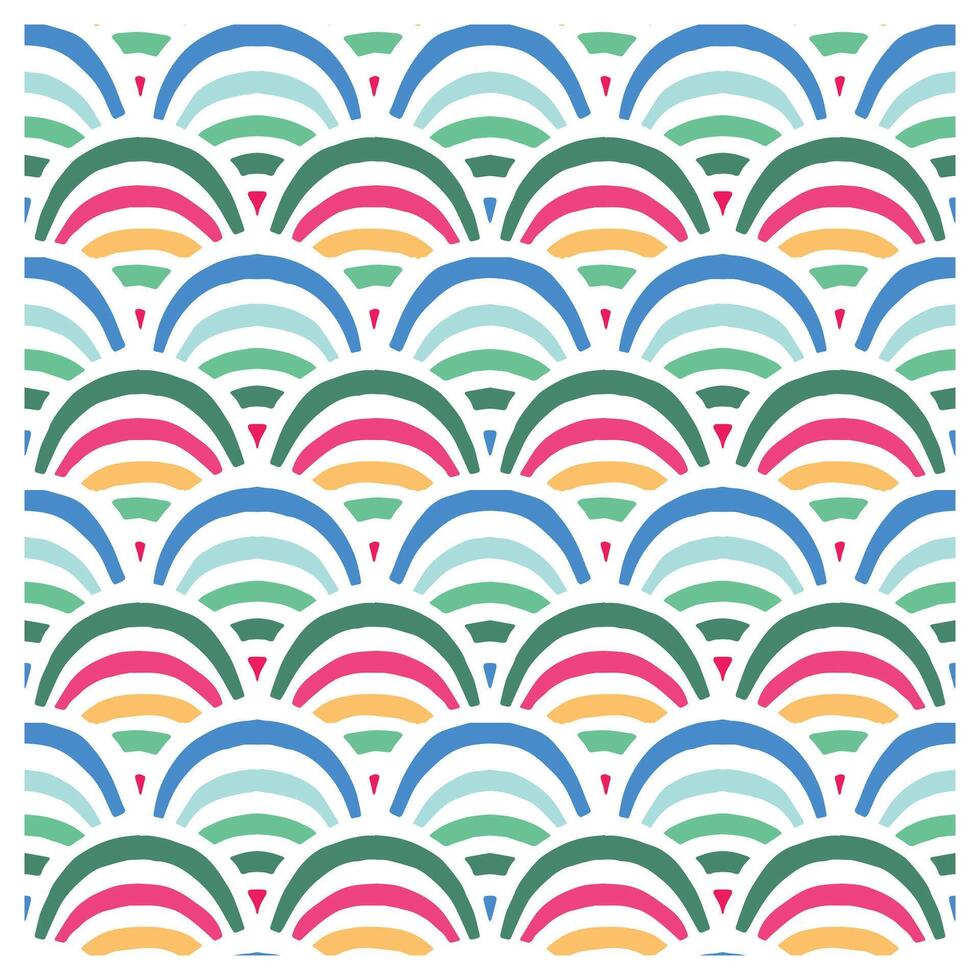 A colorful, abstract pattern featuring overlapping soft-edged square in various pastel hues against a vibrant, wavy background, repeat surface print vector