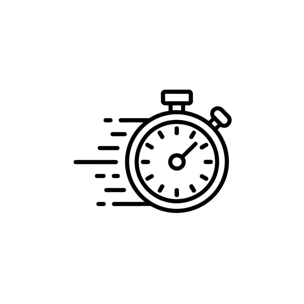 Stopwatch Icon with Motion Lines Indicates Fast Speed vector