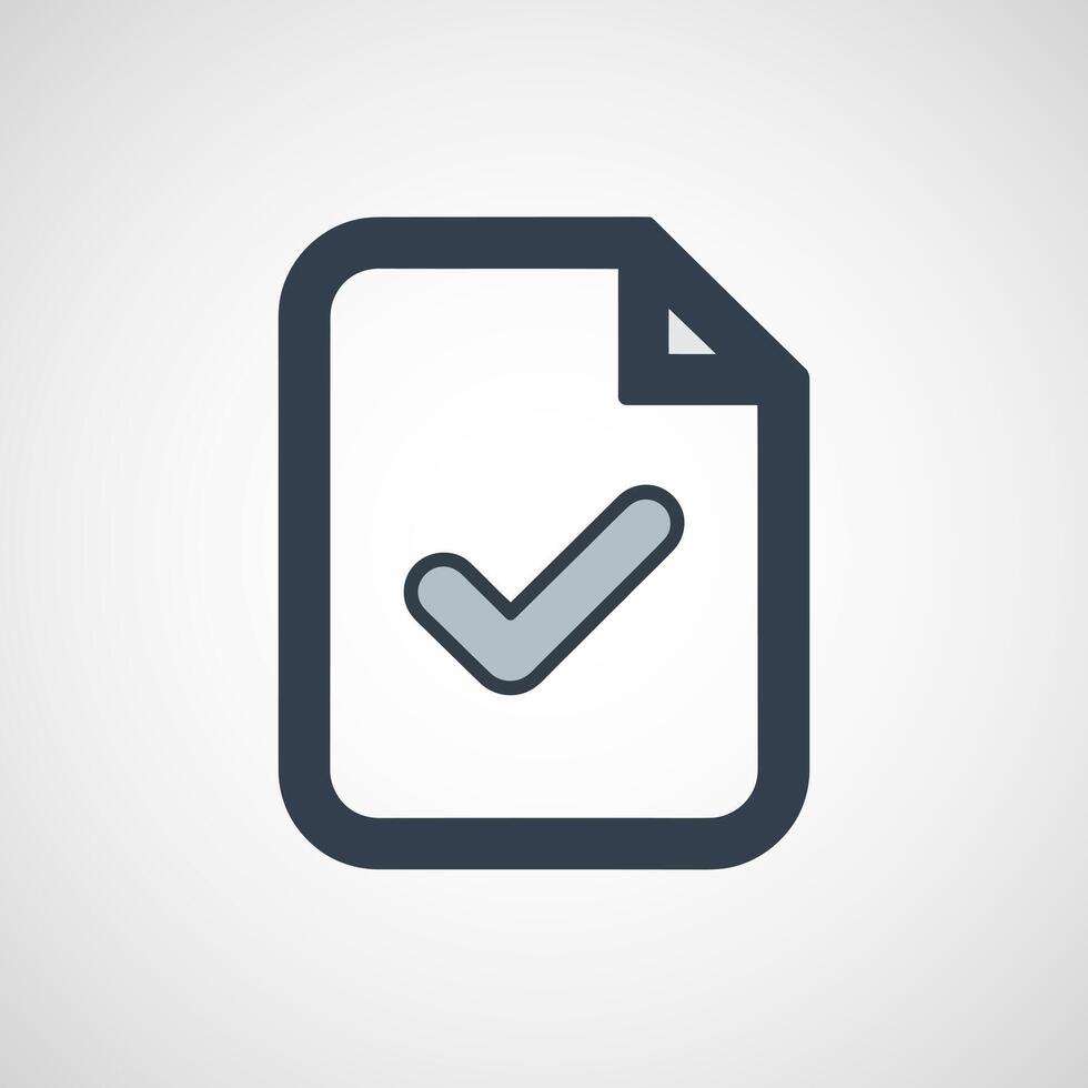 Document with a checkmark icon indicating completion or approval vector