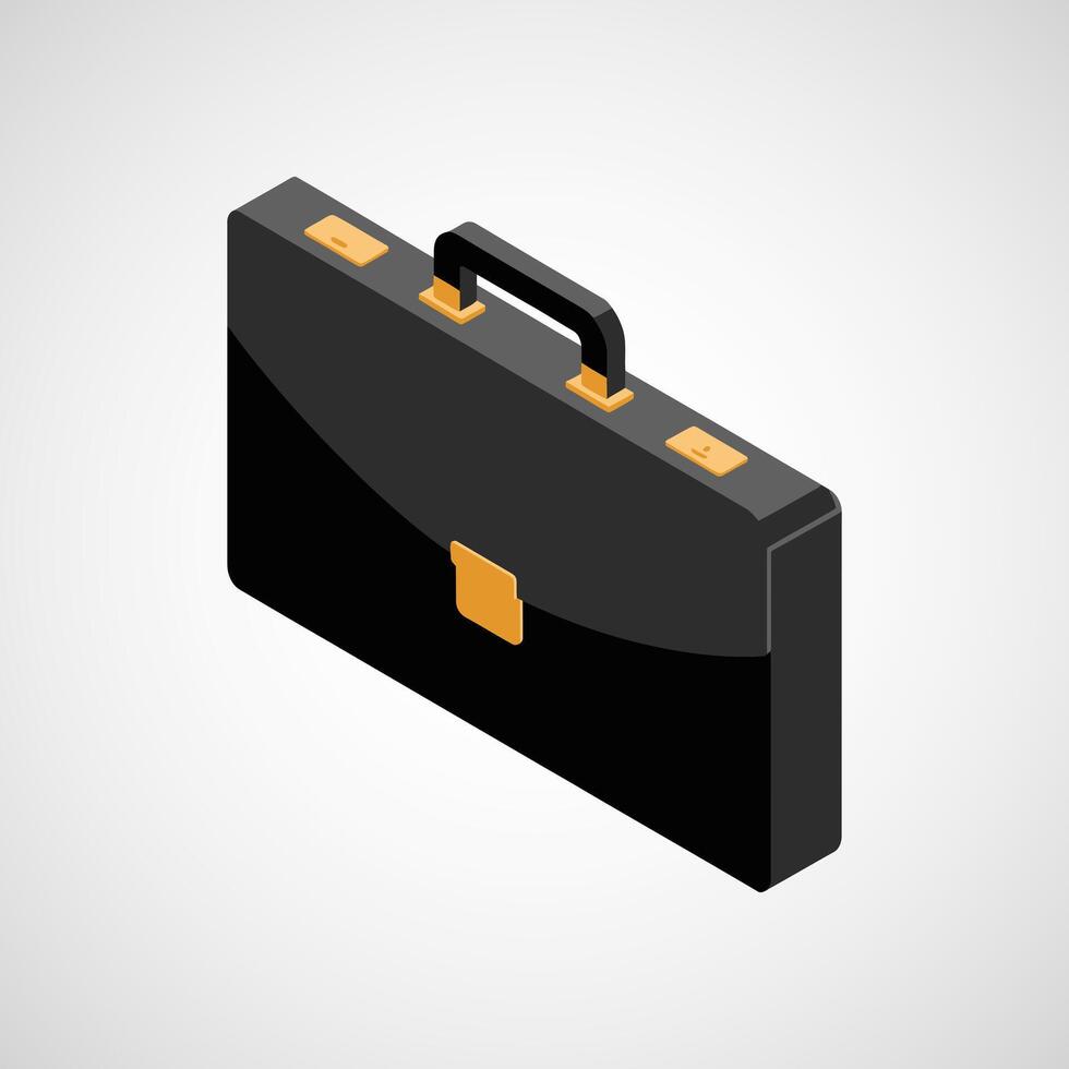 Modern black briefcase with golden accents on a light background vector