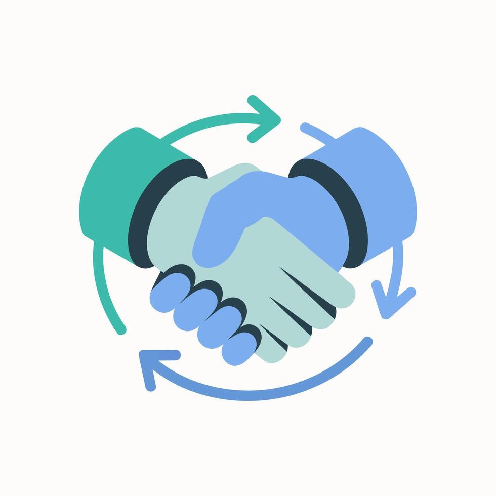 Business partnership and collaboration with circular arrows vector