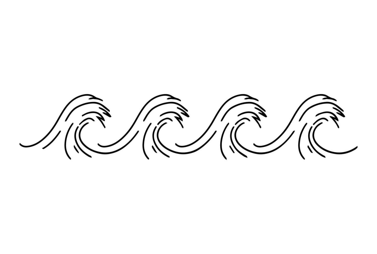 Repeating dynamic wave pattern in doodle style. vector