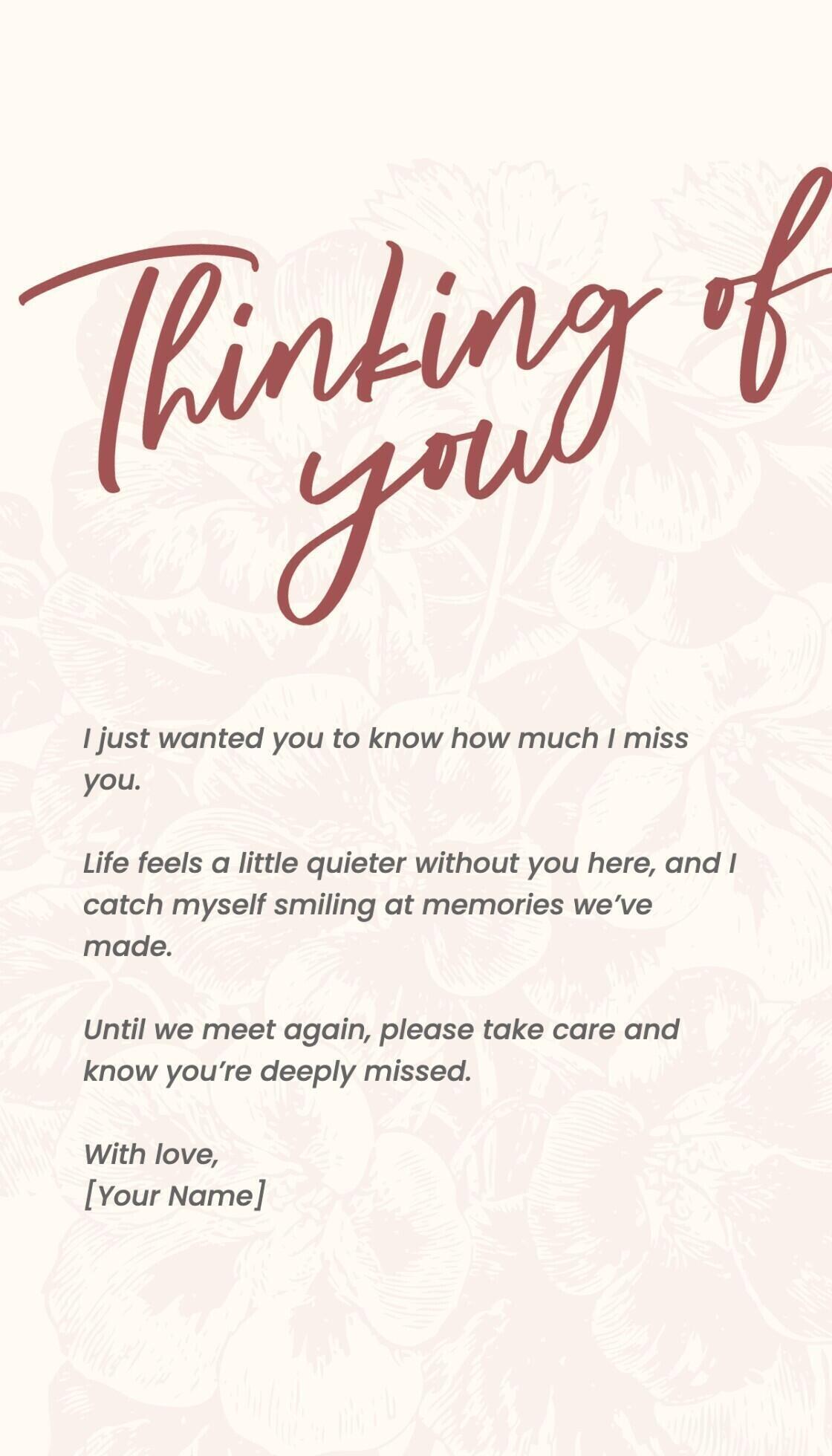 Pink Minimalist Flower I Miss Your Greeting Card 68591460 Template Pink Minimalist Flower I Miss Your Greeting Card 68591460 Template