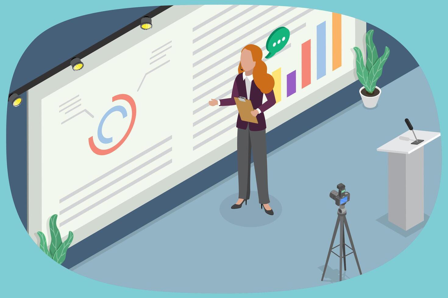 Businesswoman presenting data in meeting vector