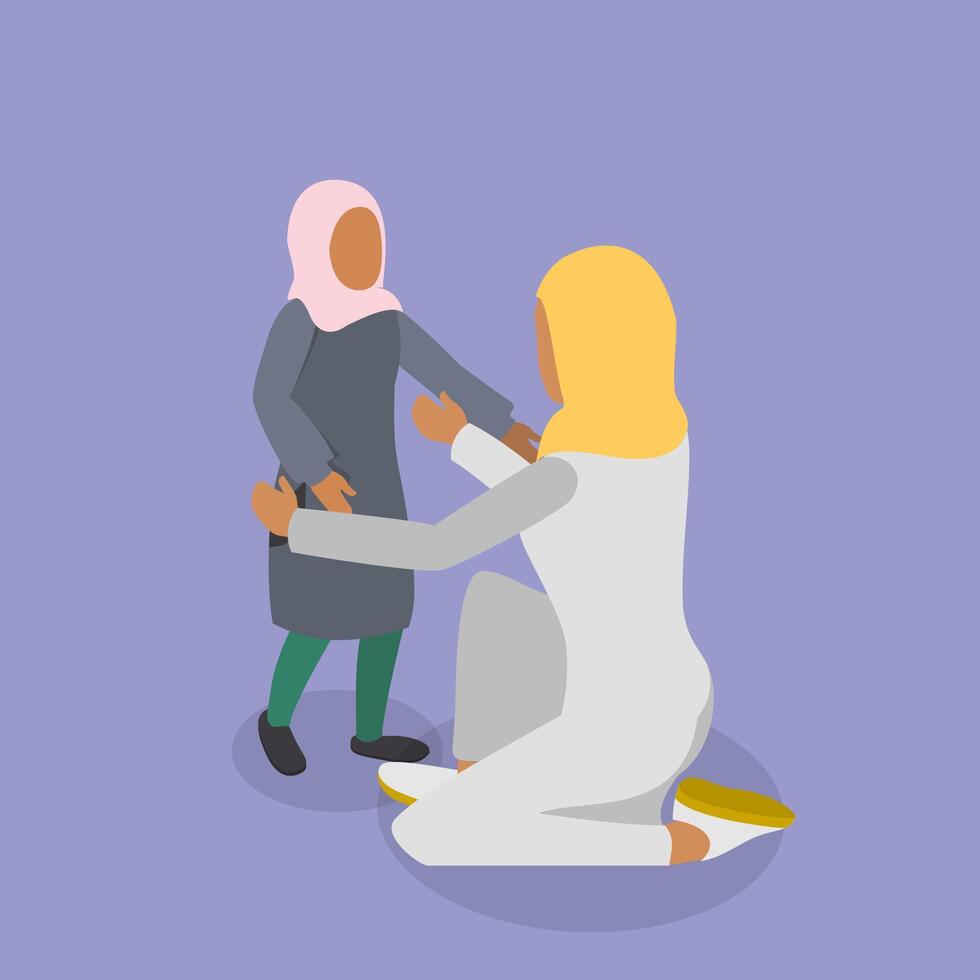 Mother and child engaging joyfully vector