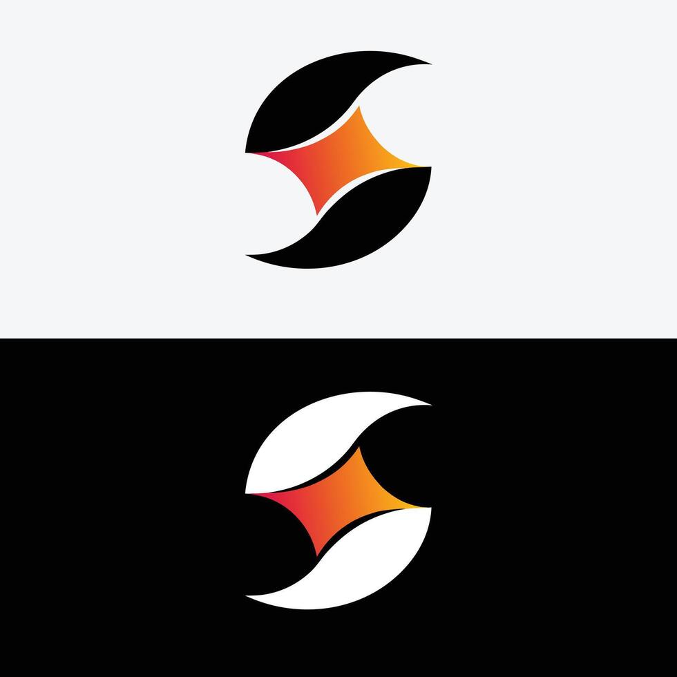 Abstract logo design with gradient star shape and crescent moon graphic for company branding identity vector