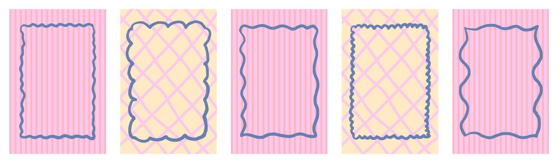 A whimsical-shaped frame with rounded scallops and a ribbon accent. vector