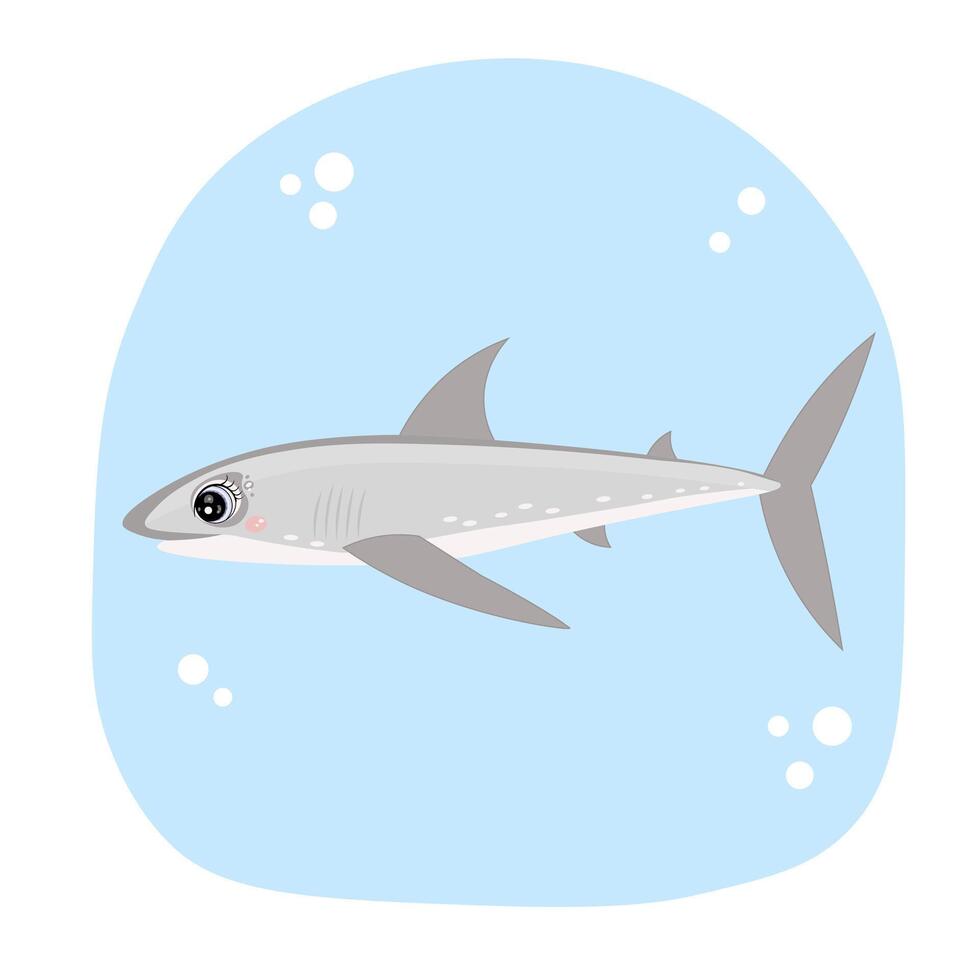 Cute shark. Illustration for printing, backgrounds, covers and packaging. Image can be used for greeting cards, posters, stickers and textile. Isolated on white background. vector